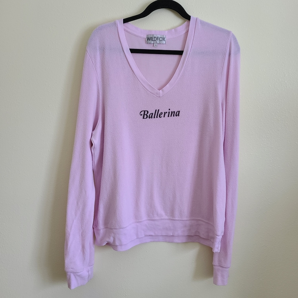 WILDFOX Pink Ballerina Sweater - L
